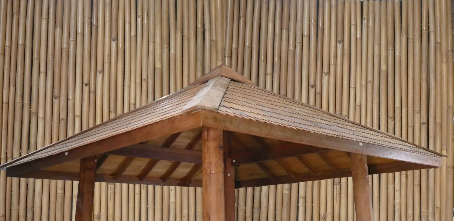  Product image 6 of the product “Gazebo 420x414x410cm Model1, only in Bankirai, with a fence on three sides. ”